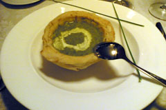 nettle soup in a bread cup